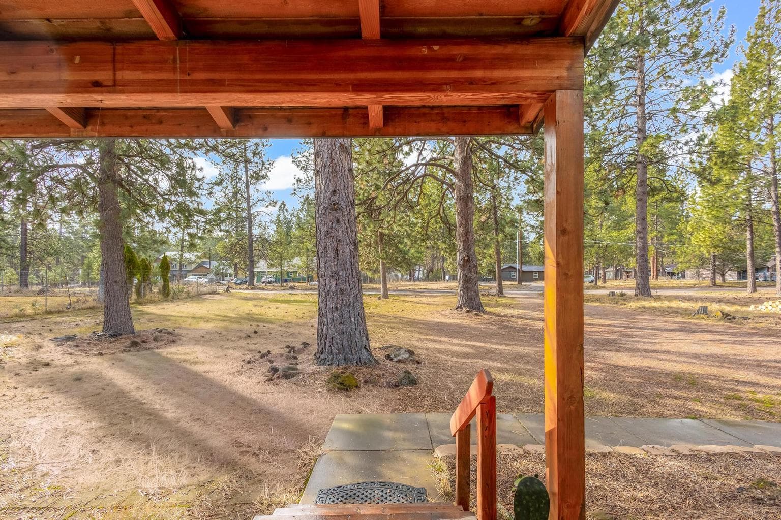 View through the trees from your front door.