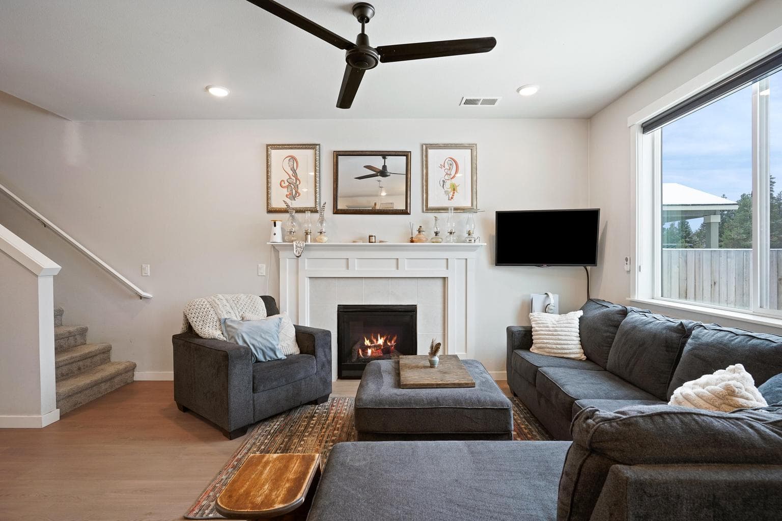 Cozy gas fireplace
