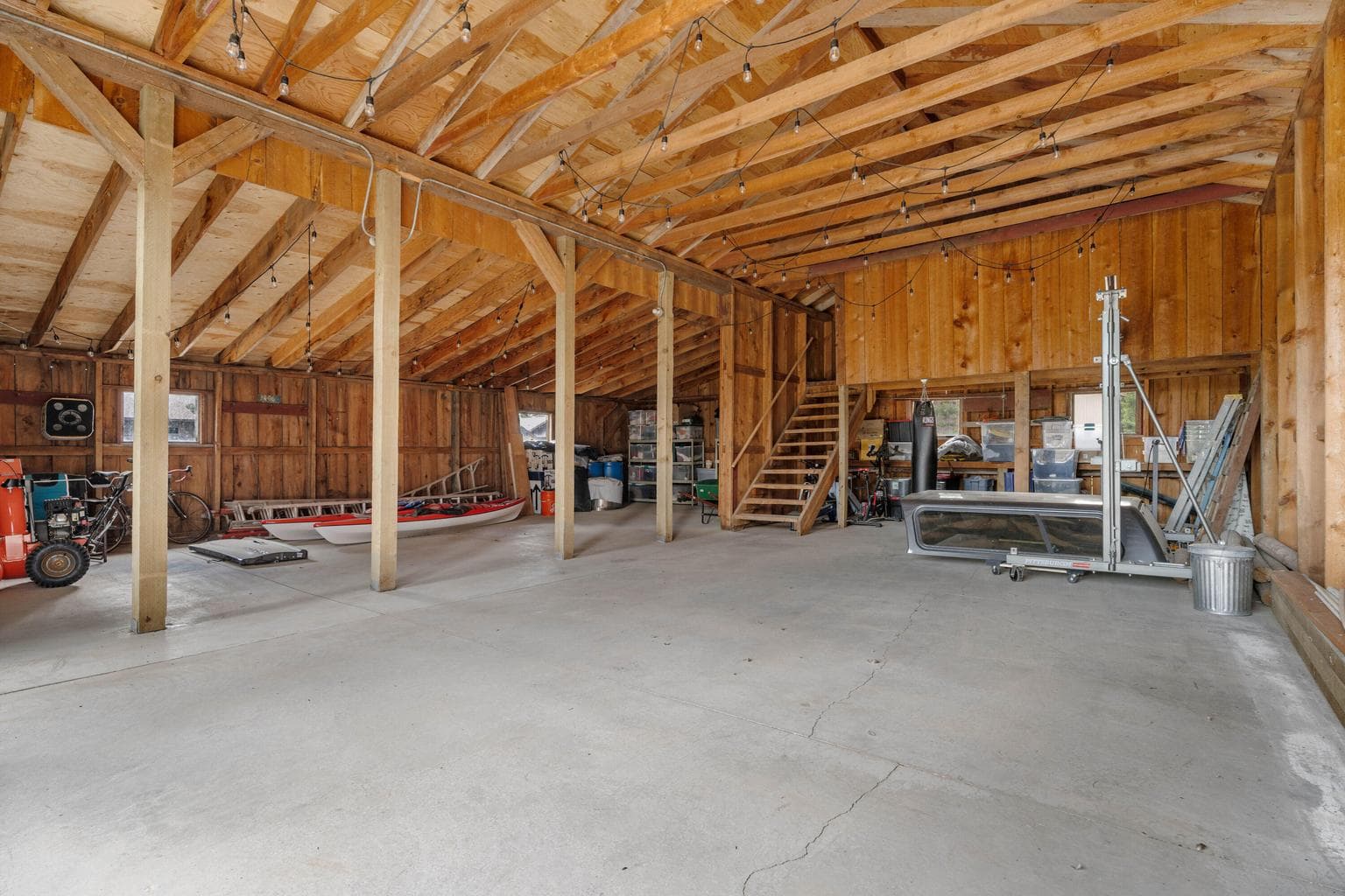 Inside of the barn.