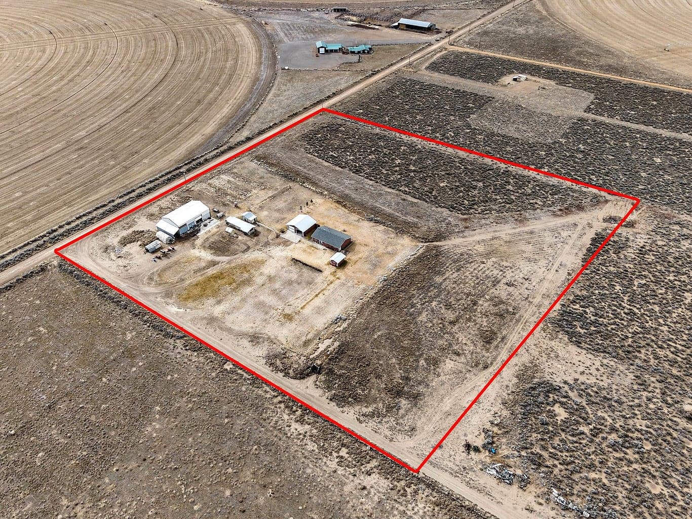 Ariel view of whole property. Property lines are approximate.