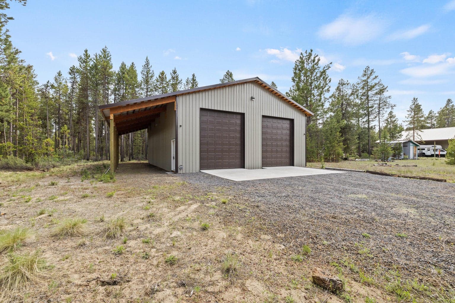 The lean-to offers additional storage space.