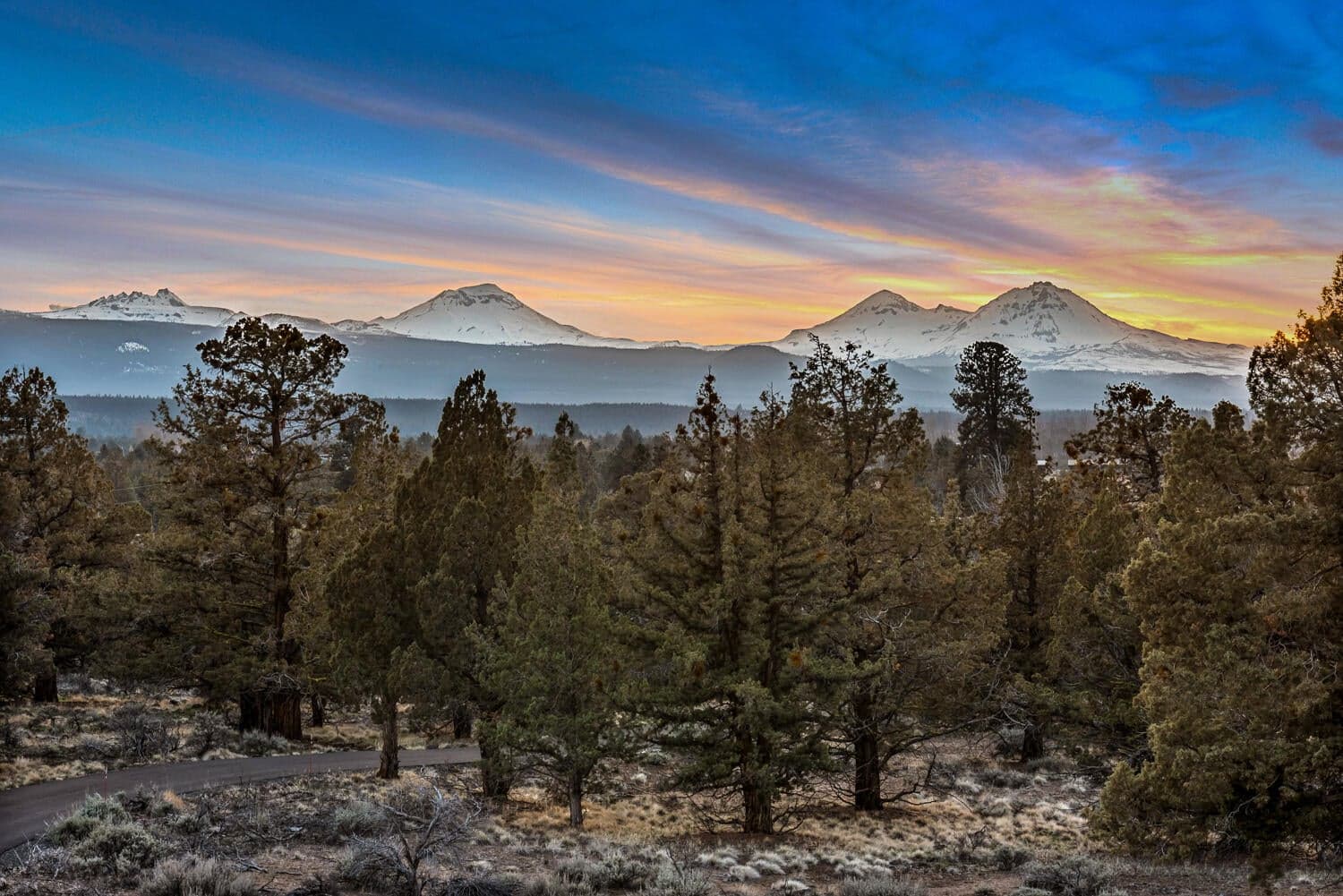 Cascade Mountain views from 65230 Smokey Ridge Rd at twilight