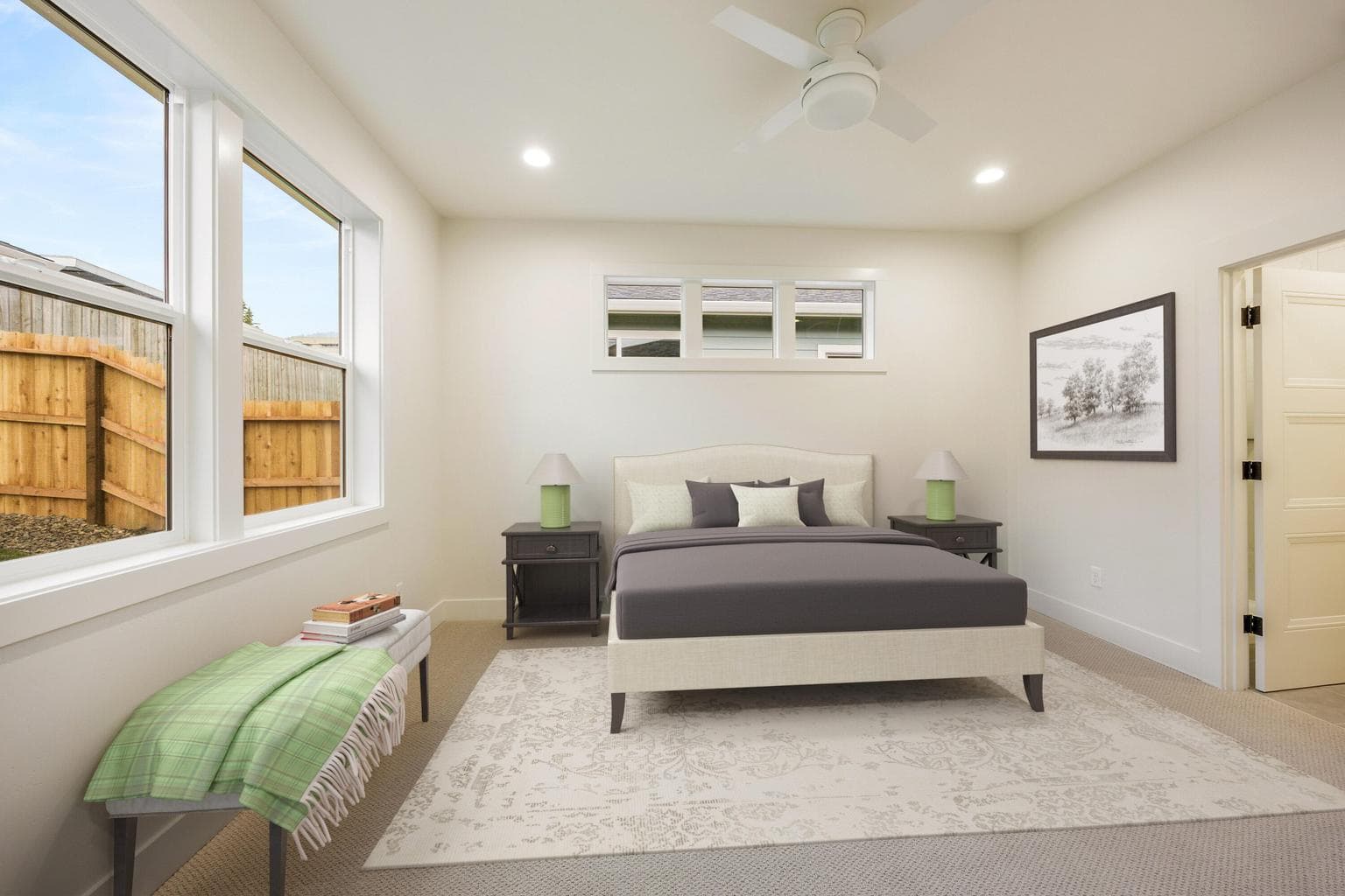 Primary bedroom, virtually staged