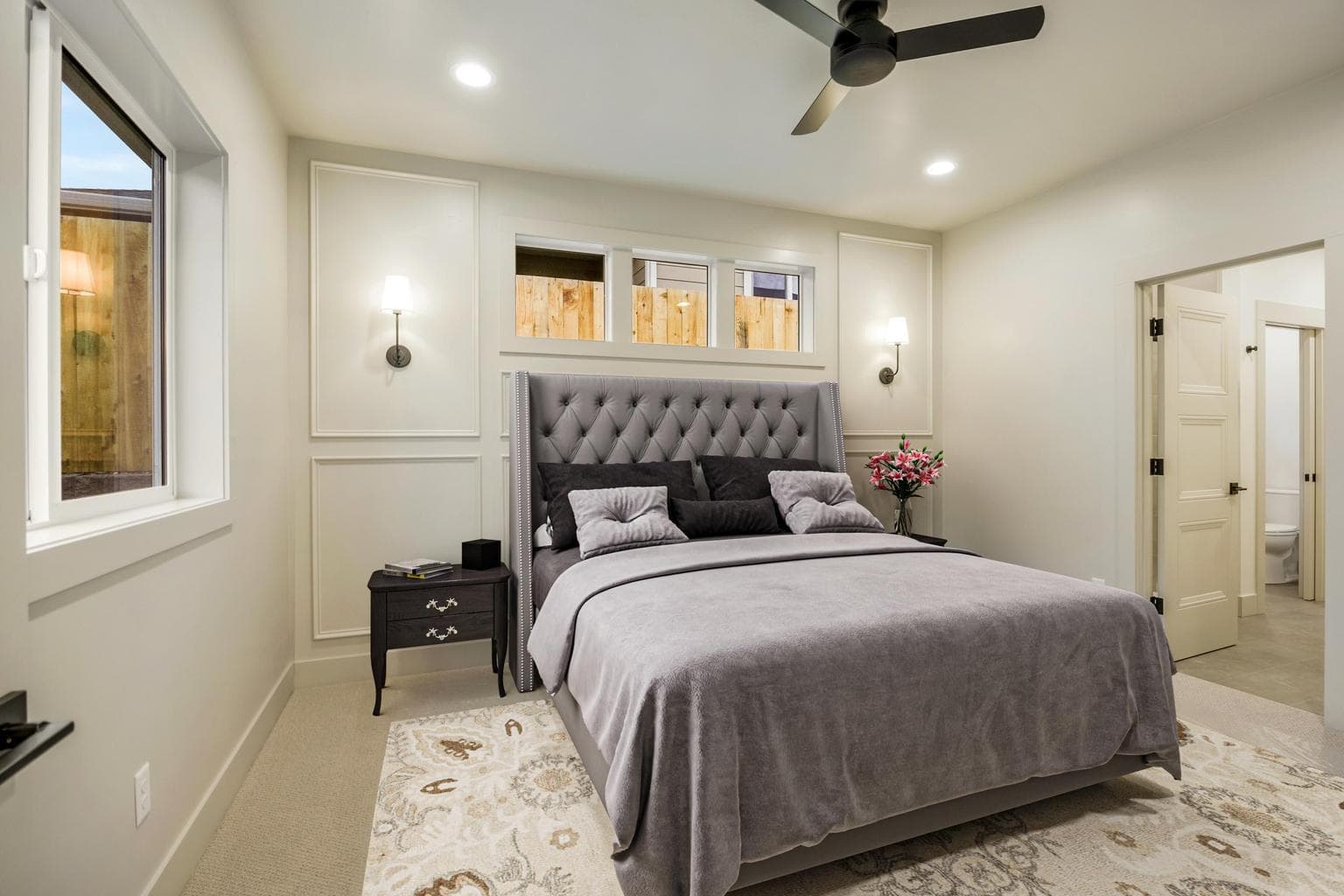 Primary bedroom, virtually staged