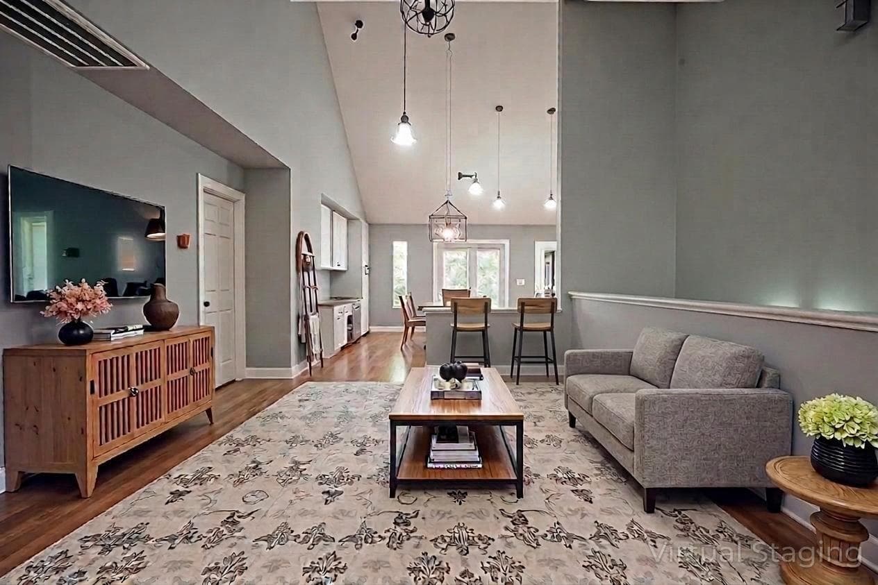 Virtually staged family room
