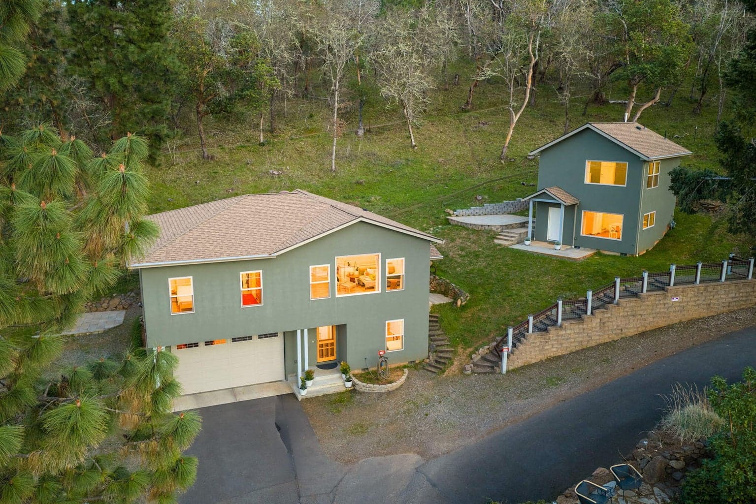 Front view of the homes
