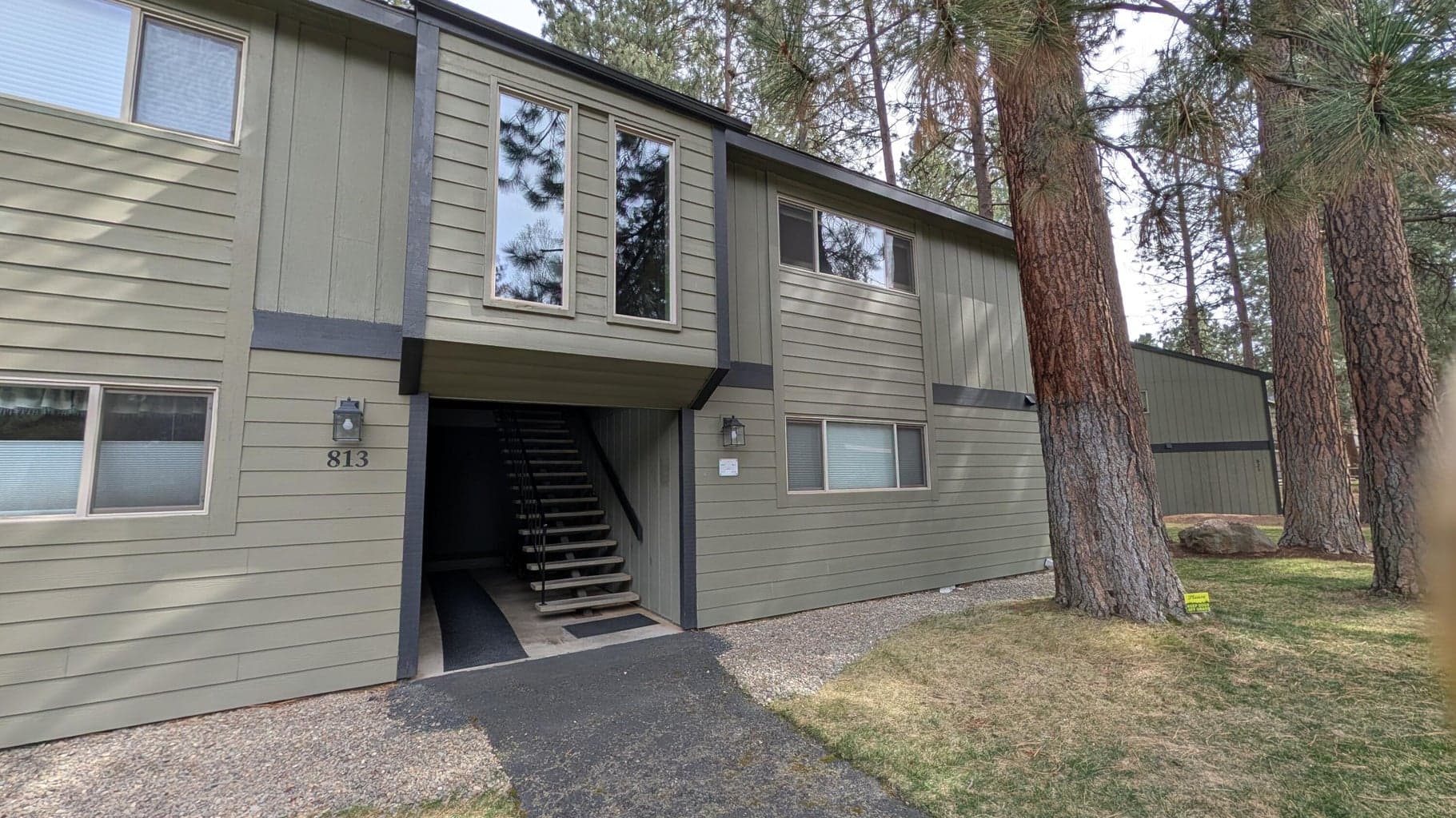 Main Level Corner Unit (far right) with Covered Fenced Deck