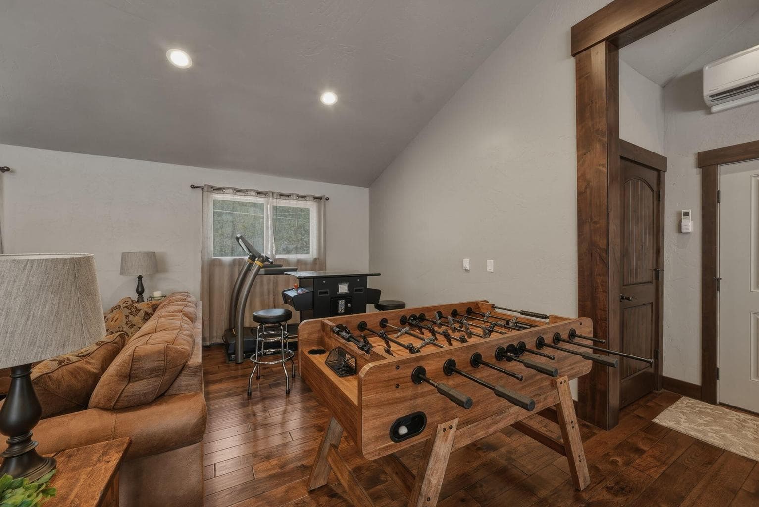 "ADU" space above garage w/ separate entrance. Engineered to add walls for bedrooms & laundry room.