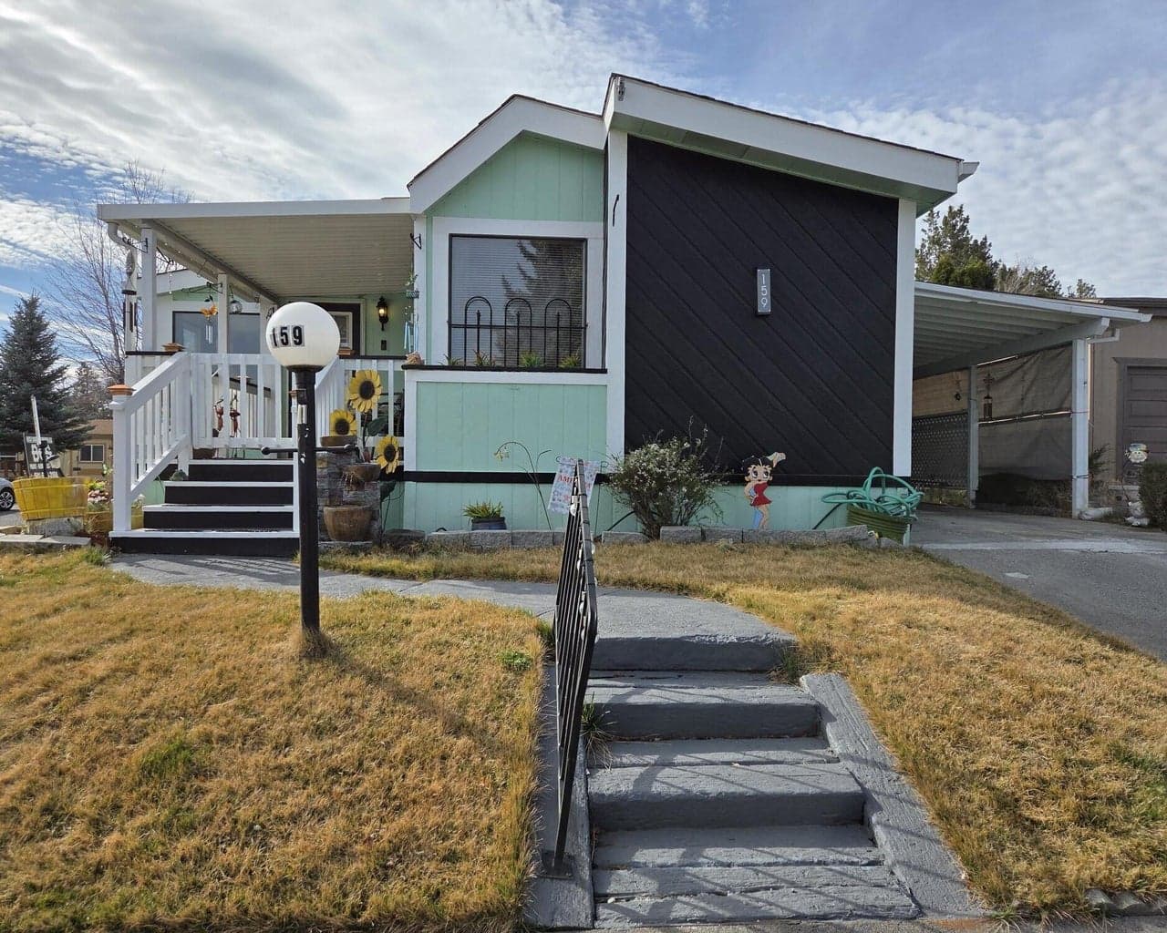 Home has 3 bedrooms and 2 baths a living room and a great room with wood burning stove,