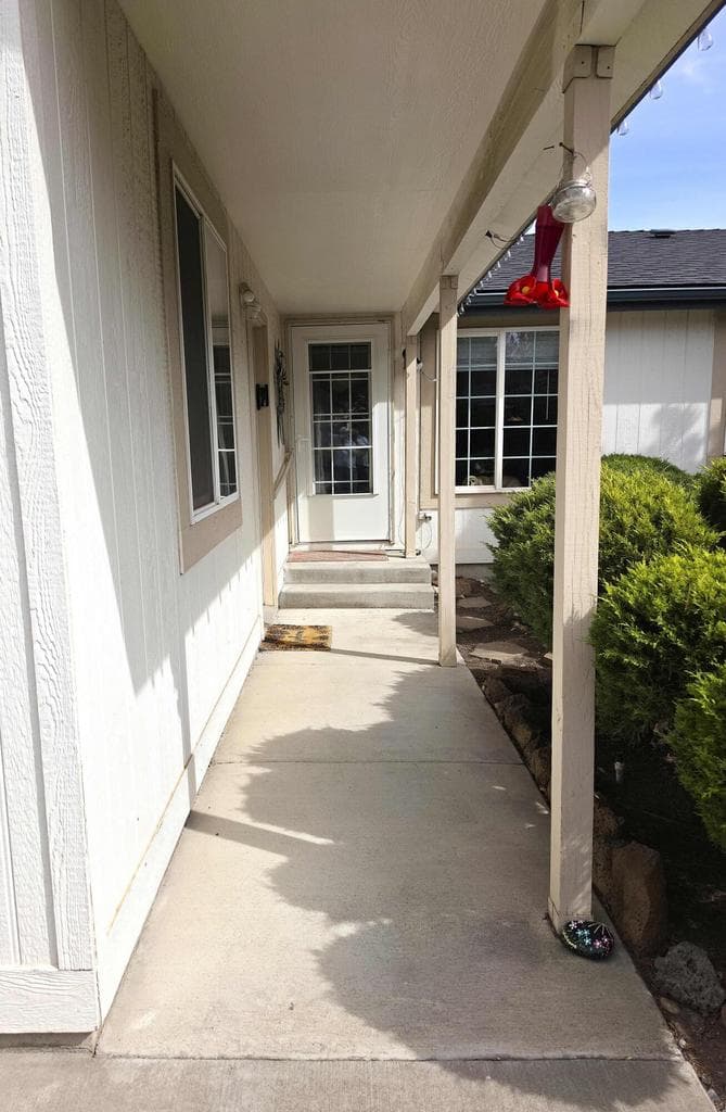 Covered walkway to front door