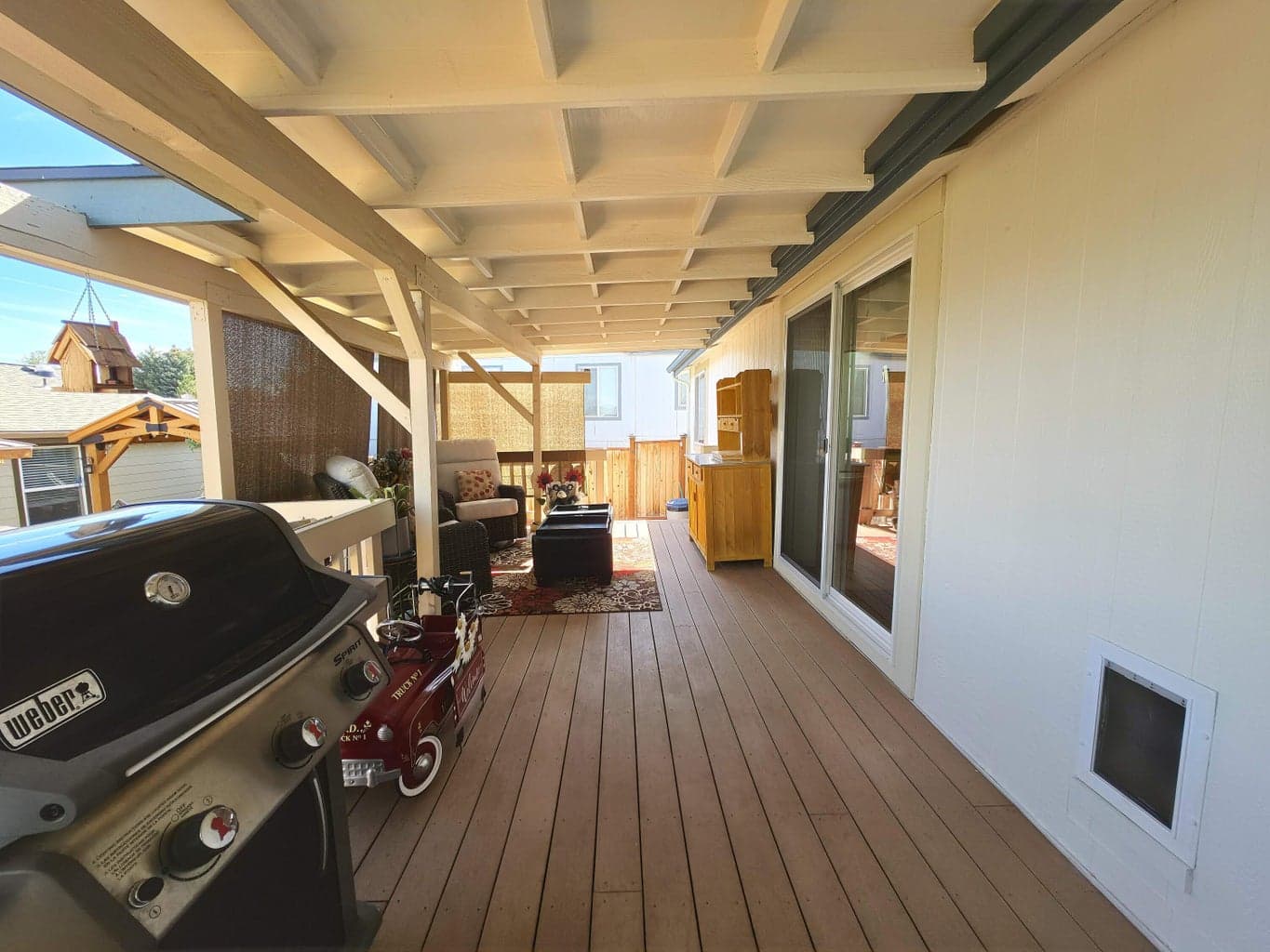 Large, covered back deck