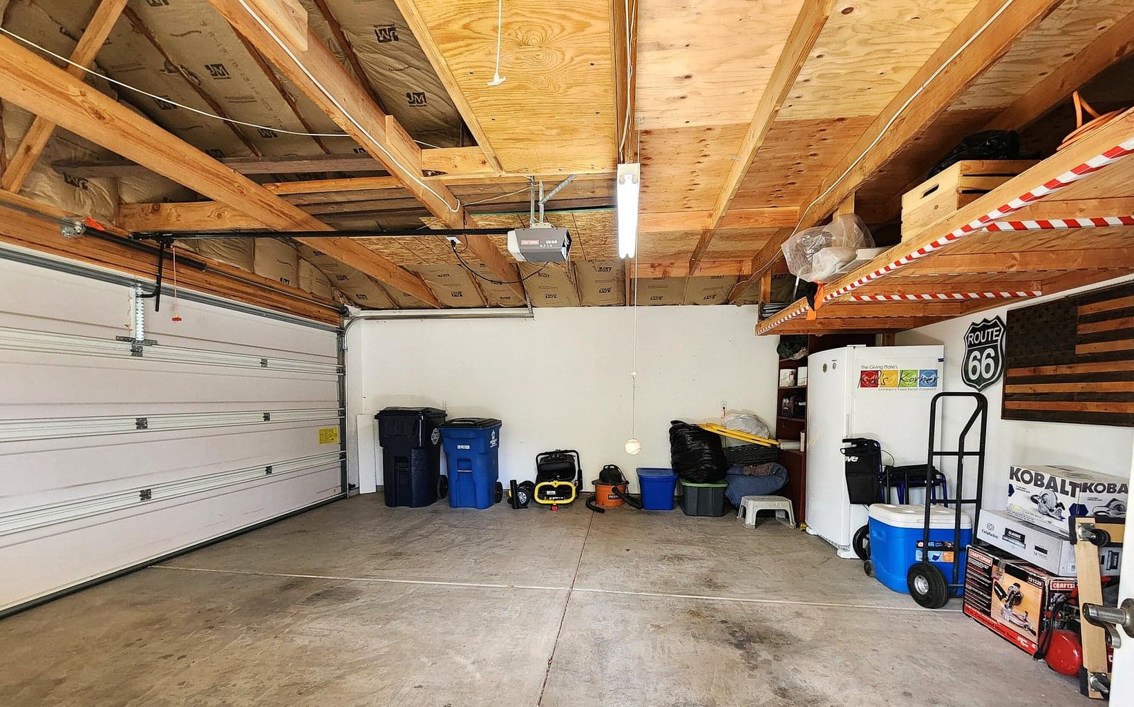 Double garage has some overhead storage