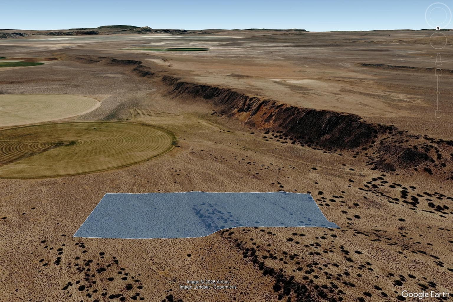Google Earth aerial looking south.