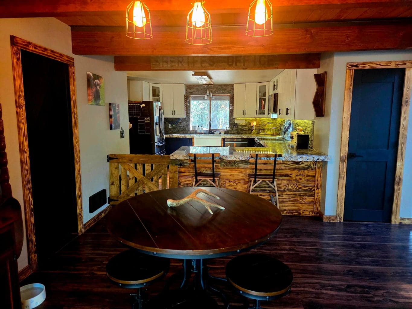 view into the kitchen area.
