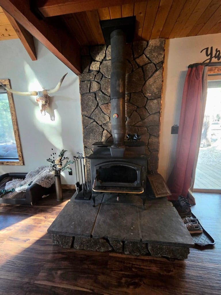 Custom Lava Rock pad for Lopi woodstove.