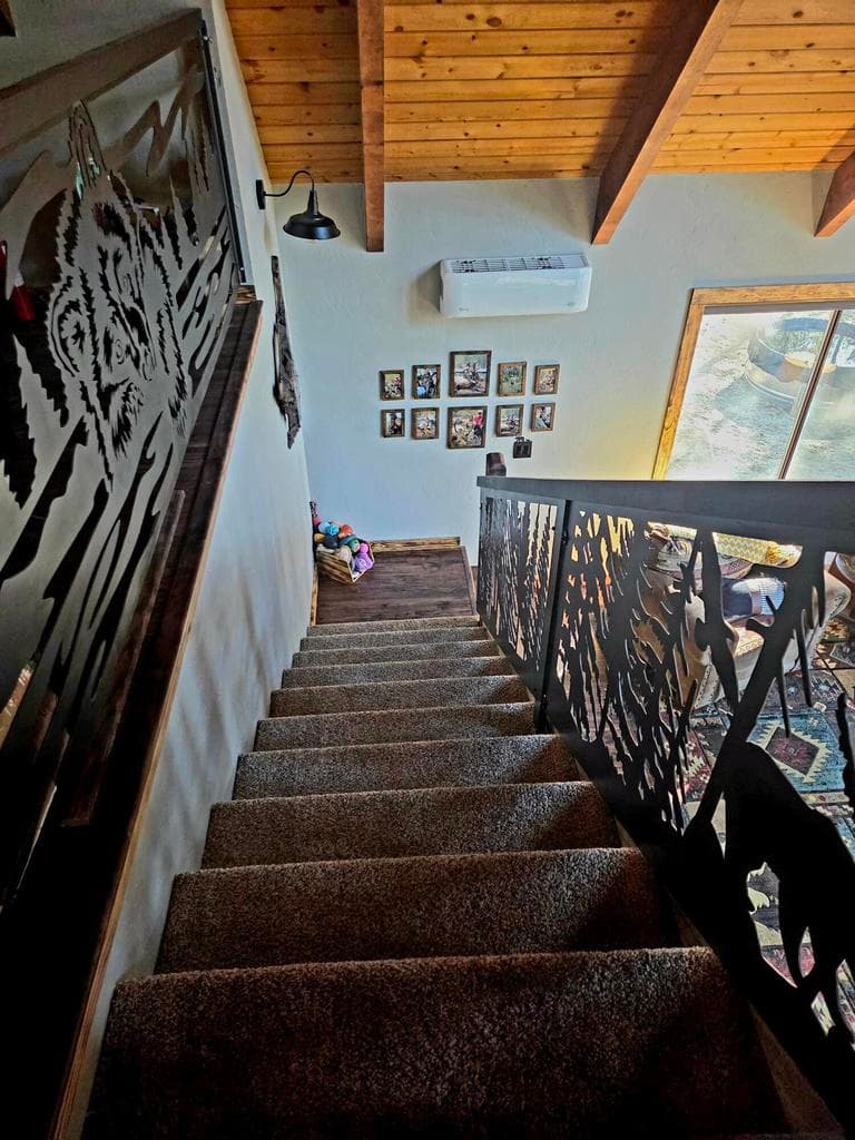 new carpet on stairway to help with noise.