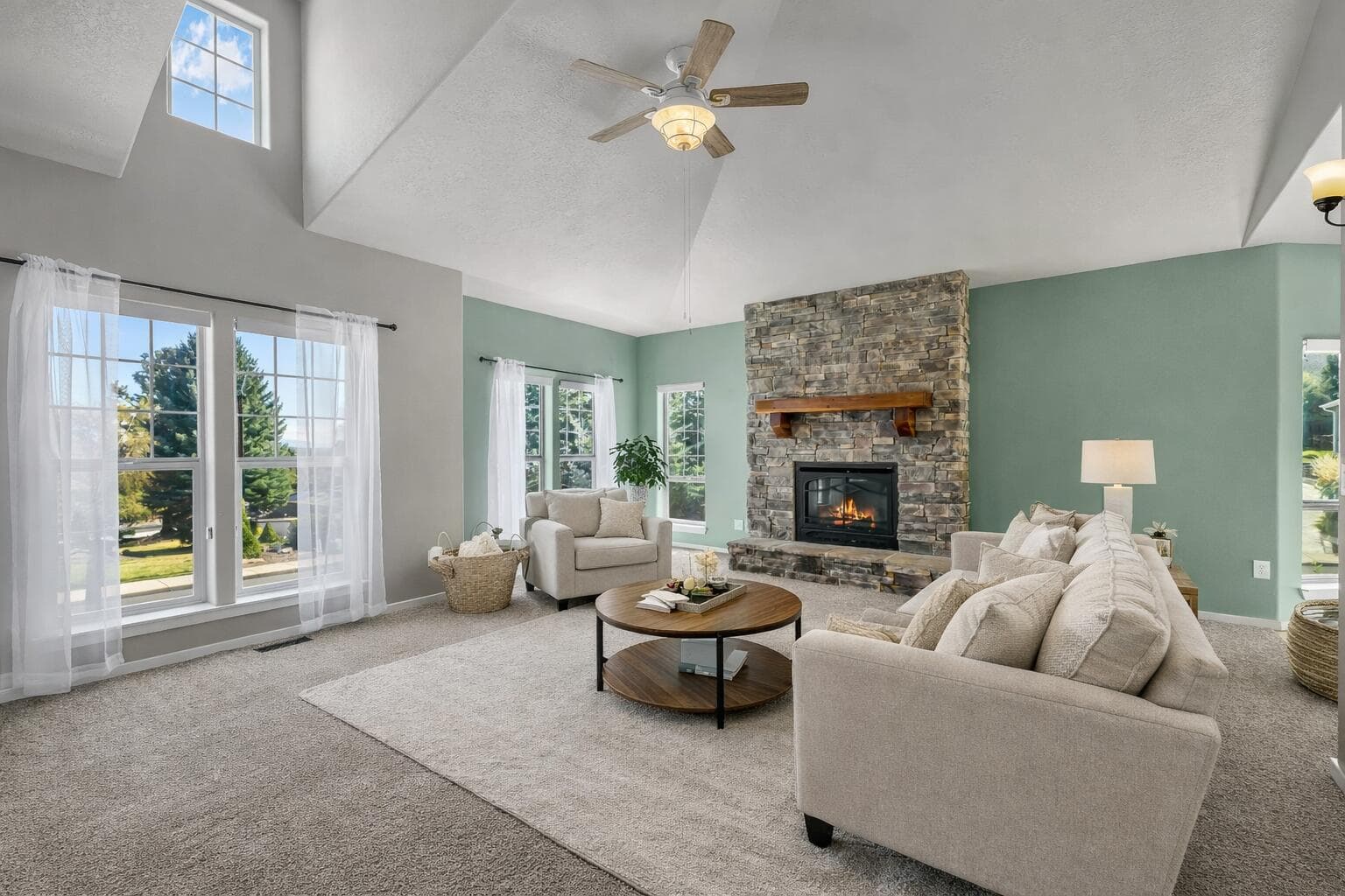 Living room with abundant natural light. VS (Virtually staged )