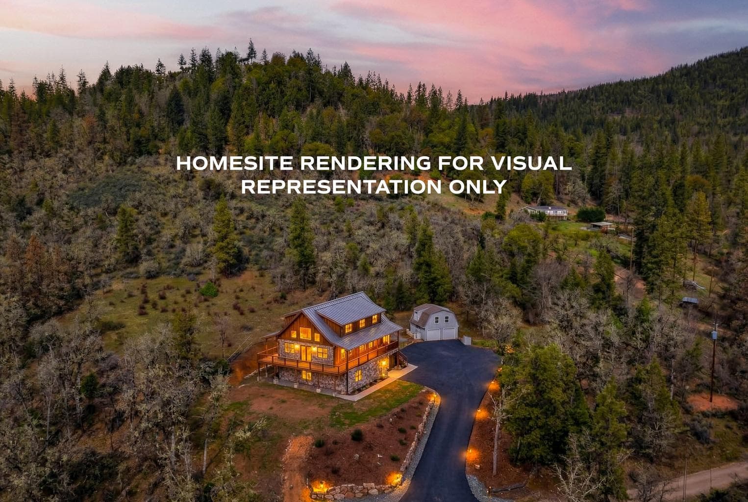 For illustrative purposes. Actual design and footprint of homesite will vary, if any is available.