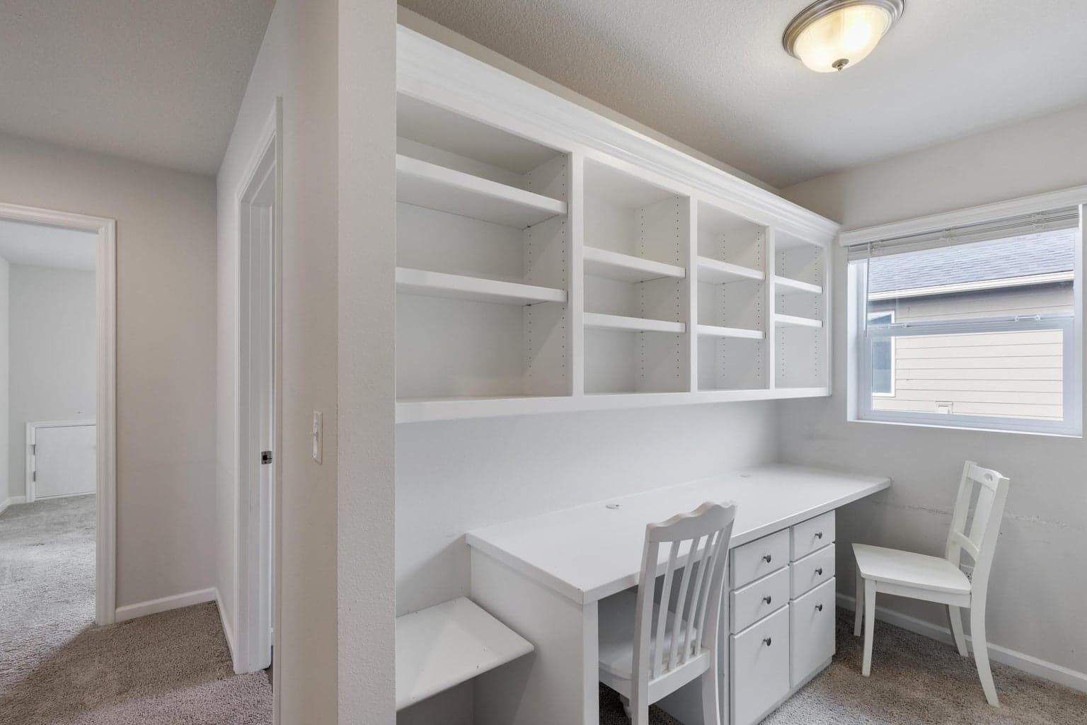 versatile area upstairs for work from home space, home school, or hobby space