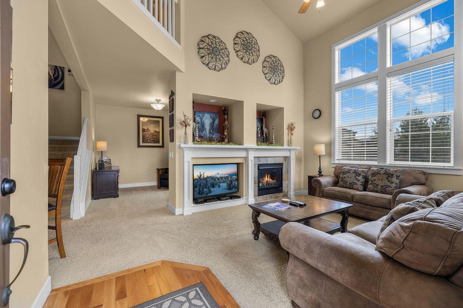 Great Room with soaring ceilings and lots of natural light.