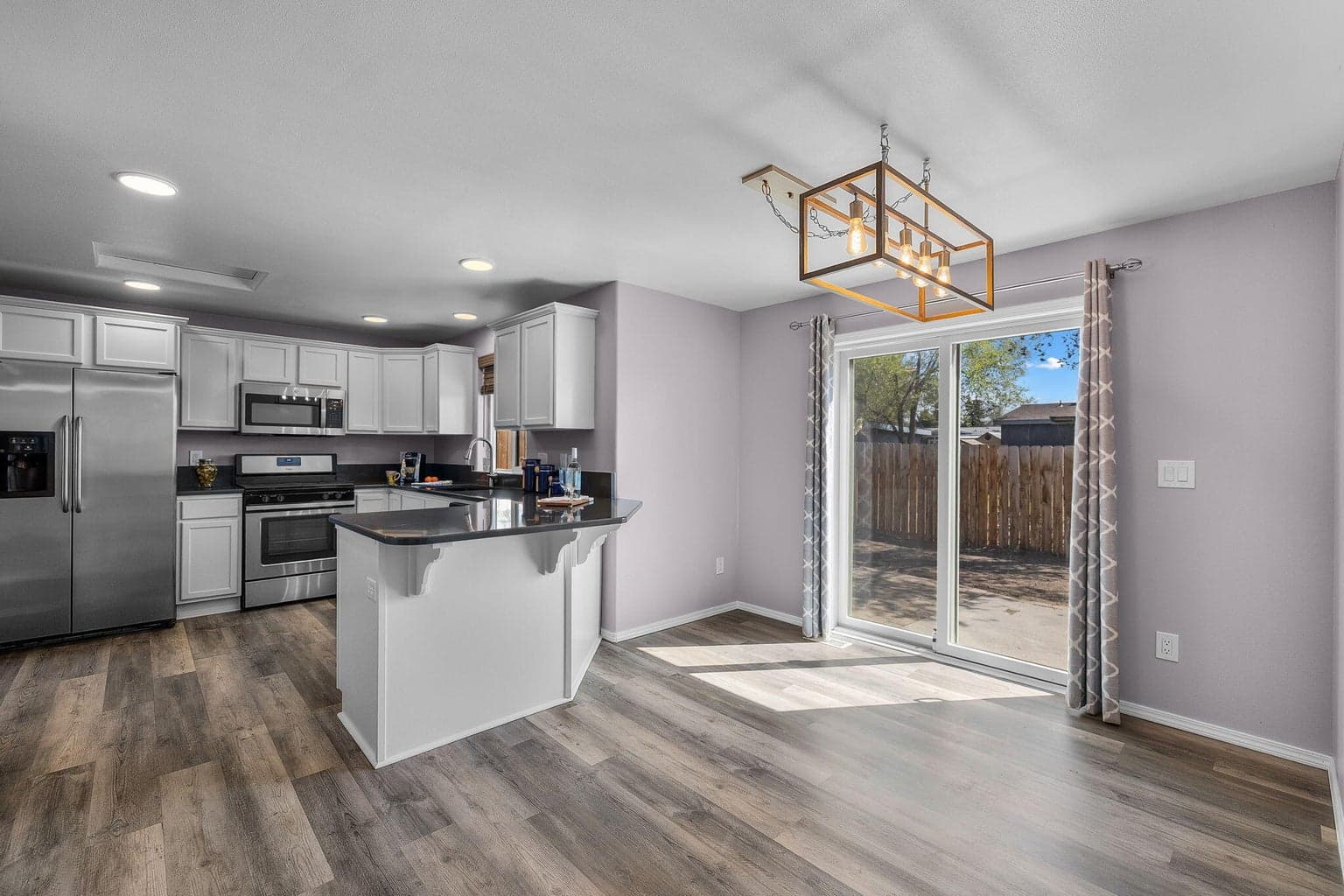 Spacious kitchen with casual dining