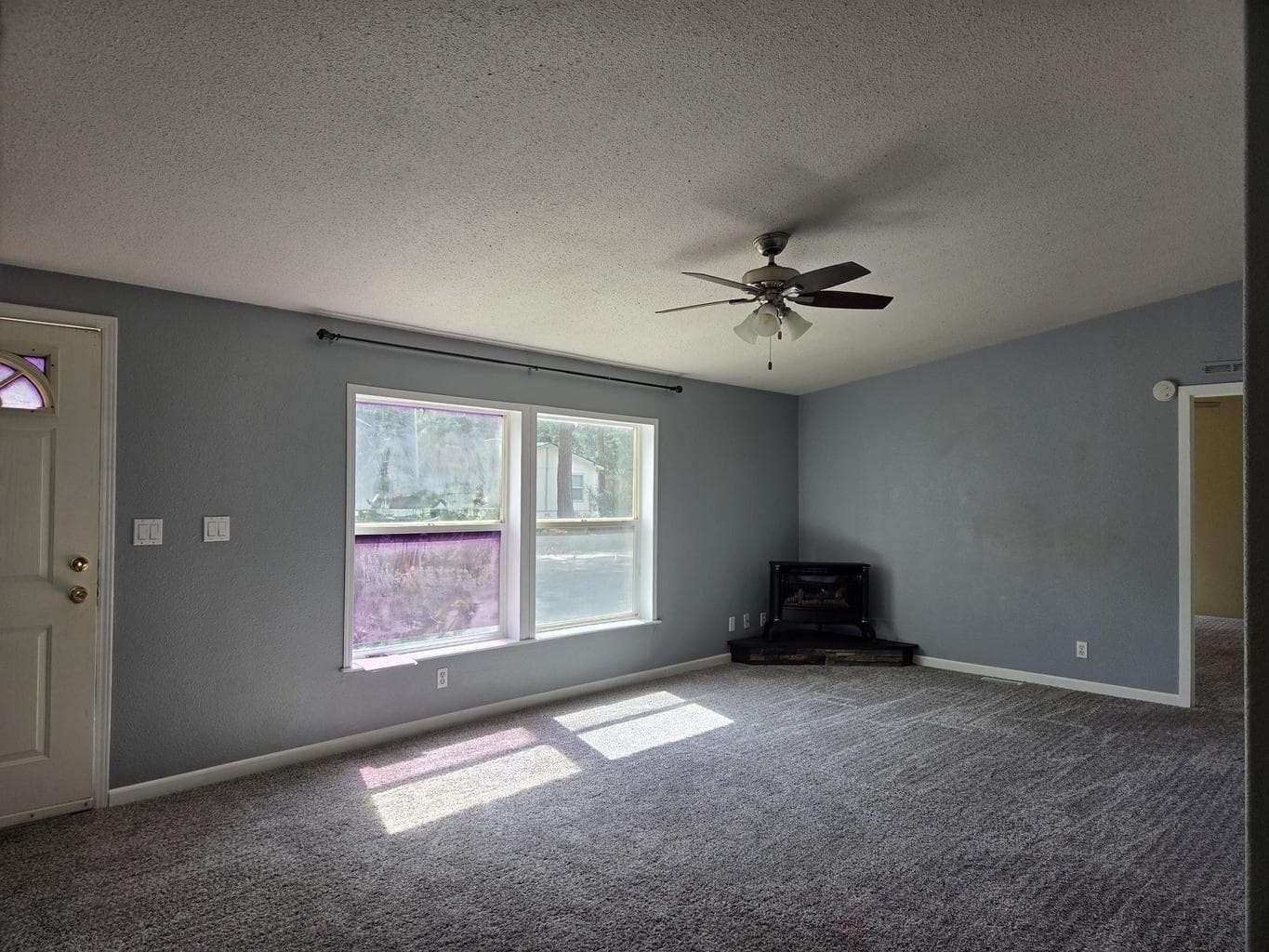 Propane fireplace and ceiling fan
