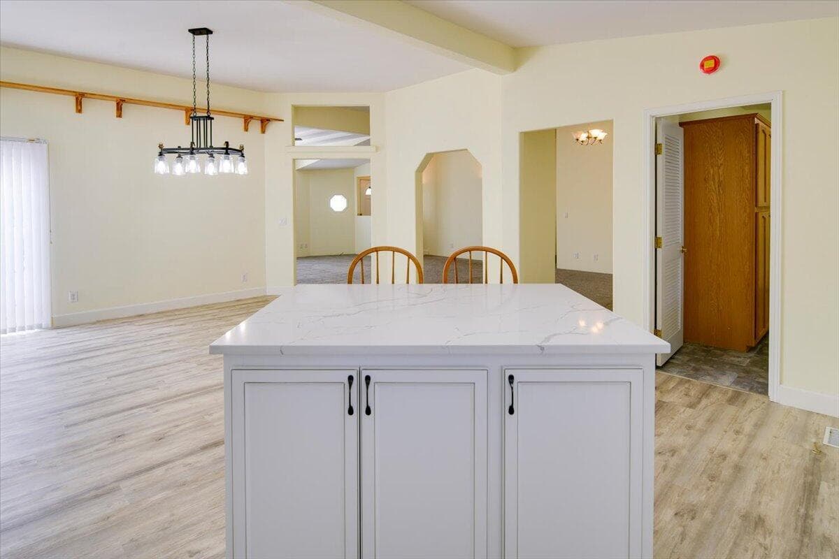 Quartz kitchen island