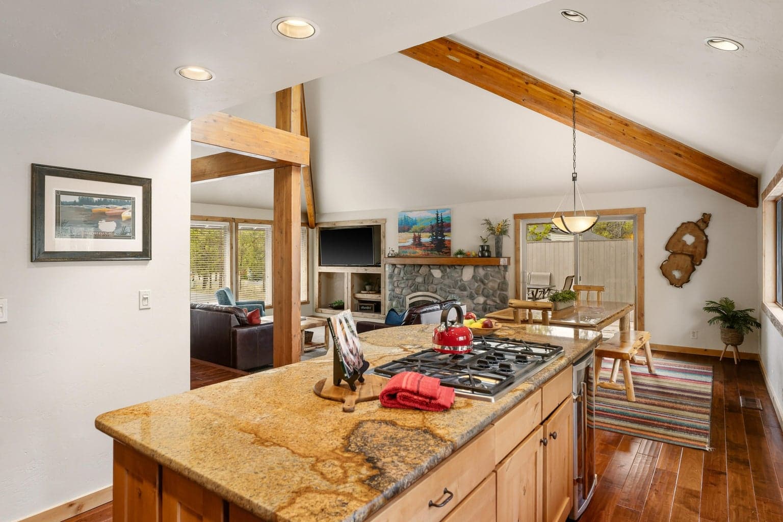 kitchen with 5 burner gas cooktop