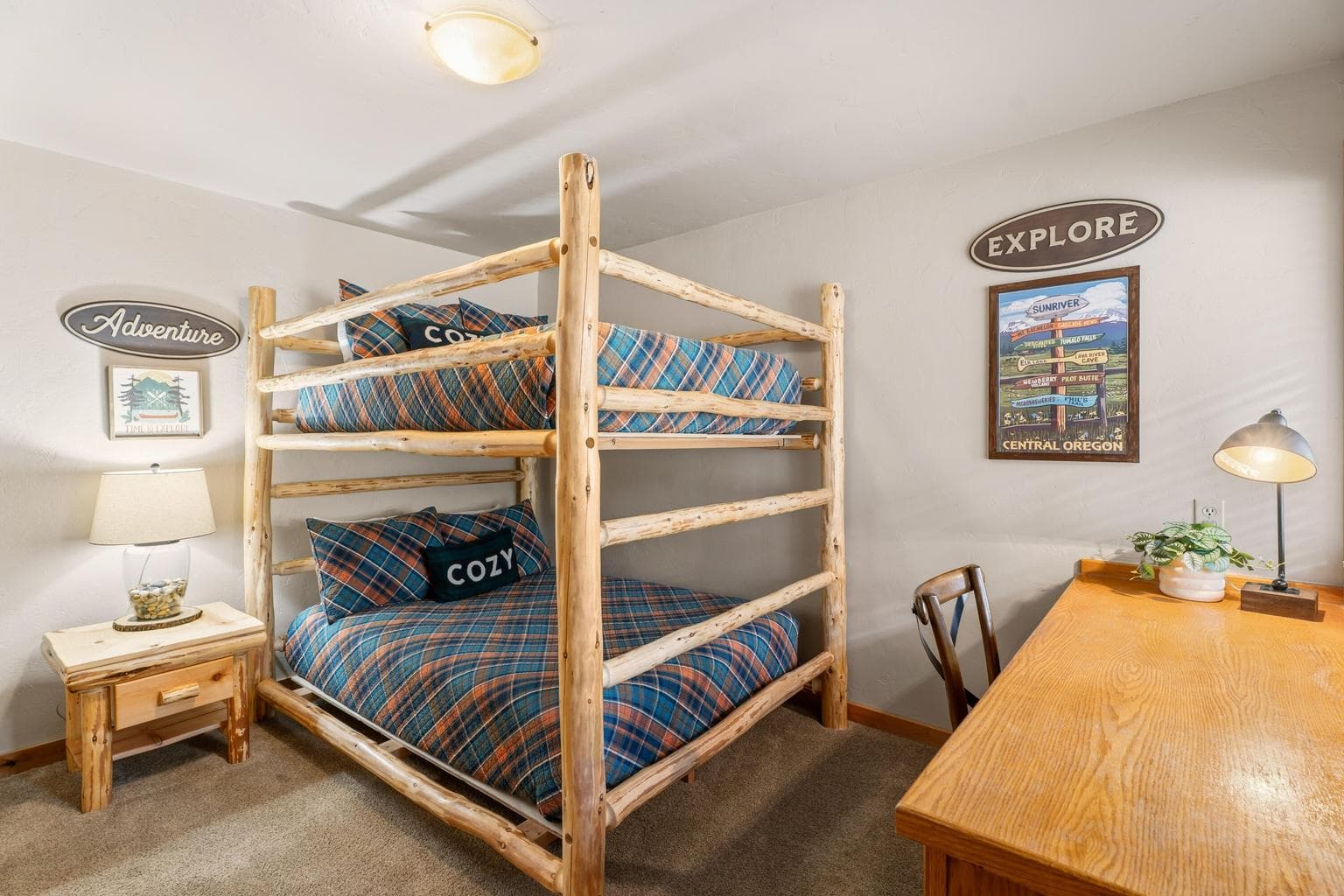 Guest bedroom with full size bunks