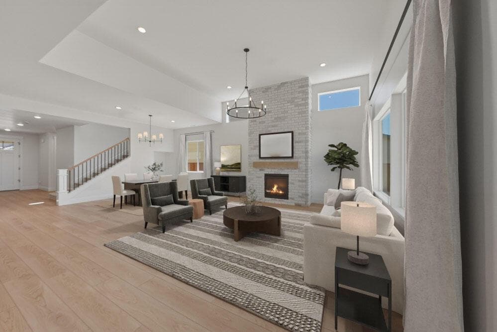 Greatroom. Subject property photo with virtual staging.