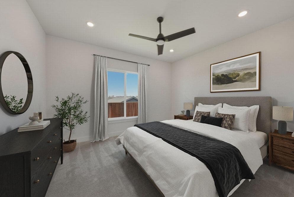 Primary suite. Subject property photo with virtual staging.