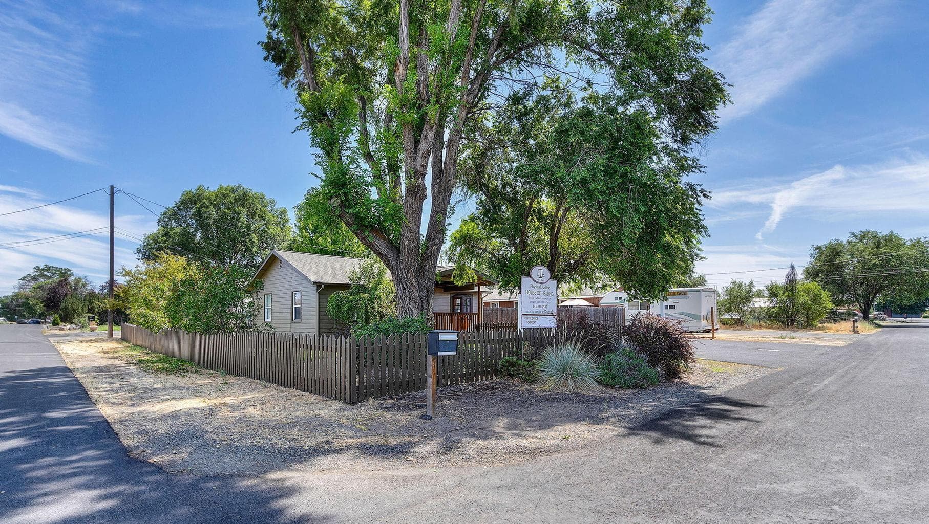 Currently used as a business, sign in front yard. Lots of parking on the corner too!