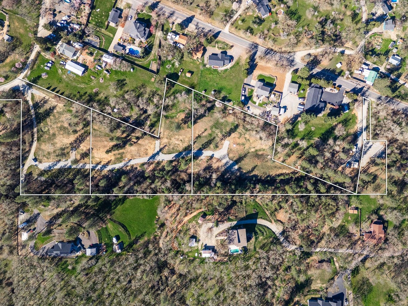 Entire Lane Creek Estates Subdivision with 1/2 acre parcel on the right