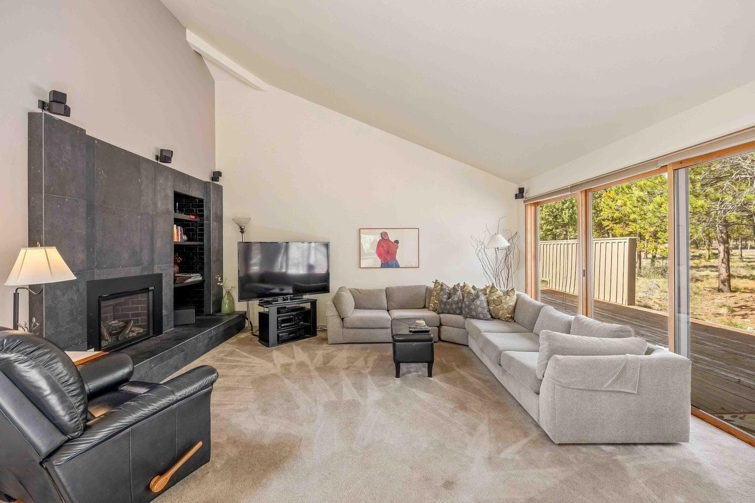 Vaulted Great Room with cozy gas fireplace
