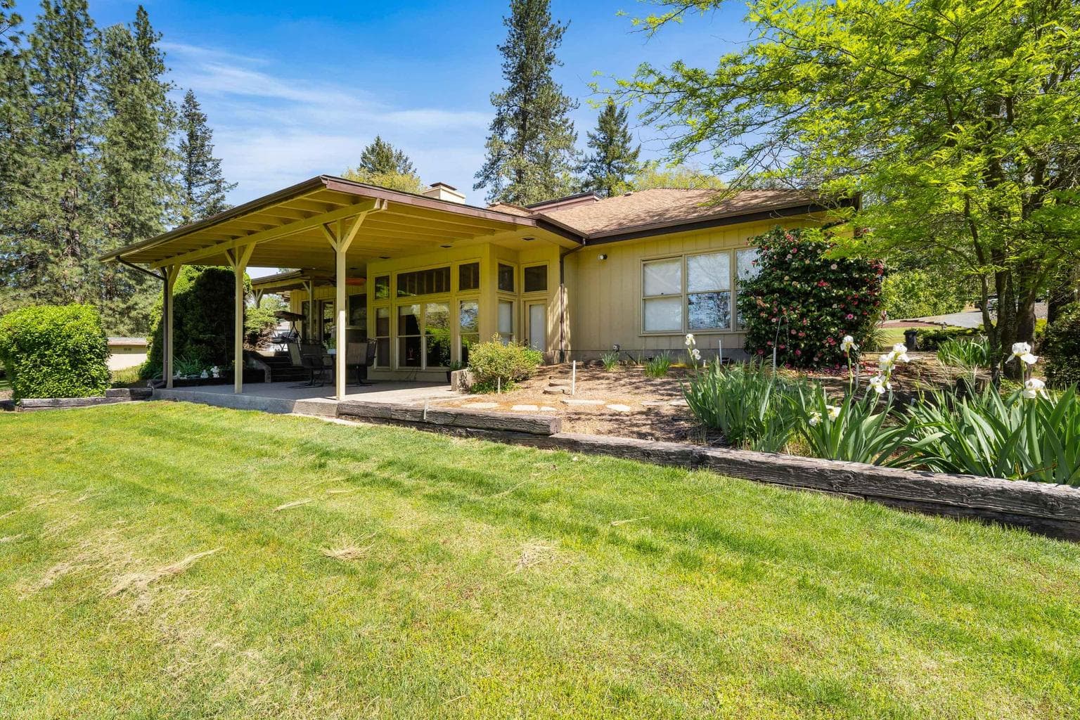 Back side of the home is filled with windows to take in the views.