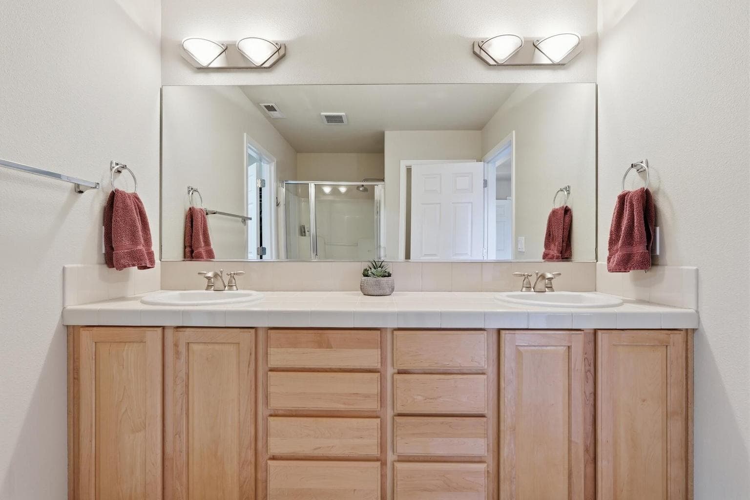 Primary bathroom double vanity sink