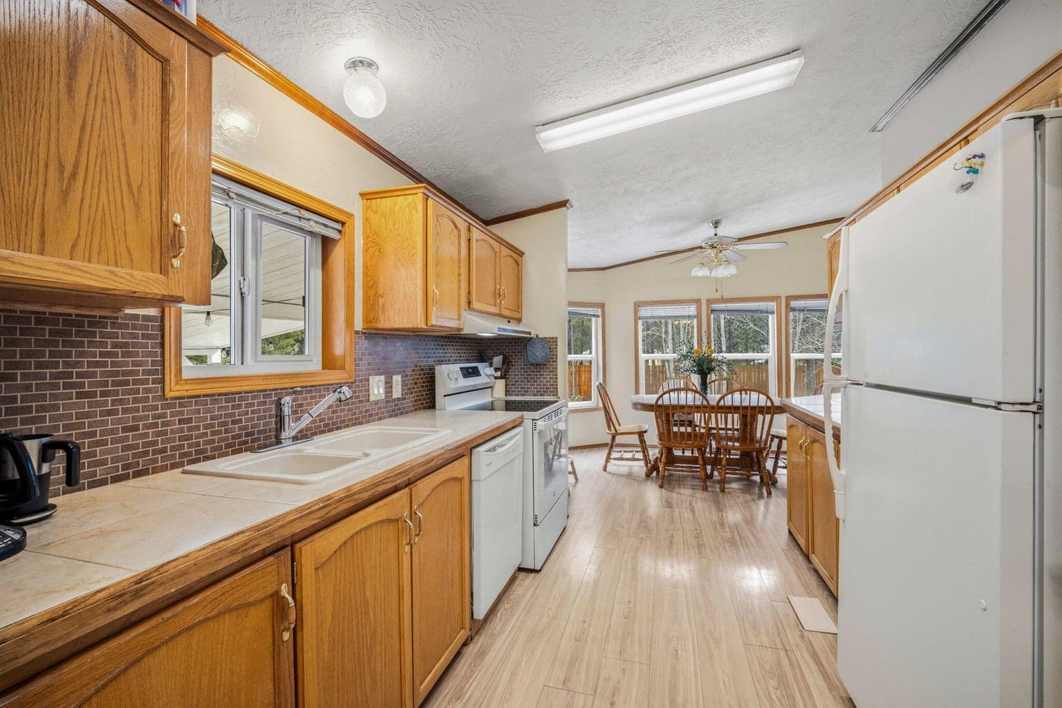 Galley style kitchen with lots of storage opportunities