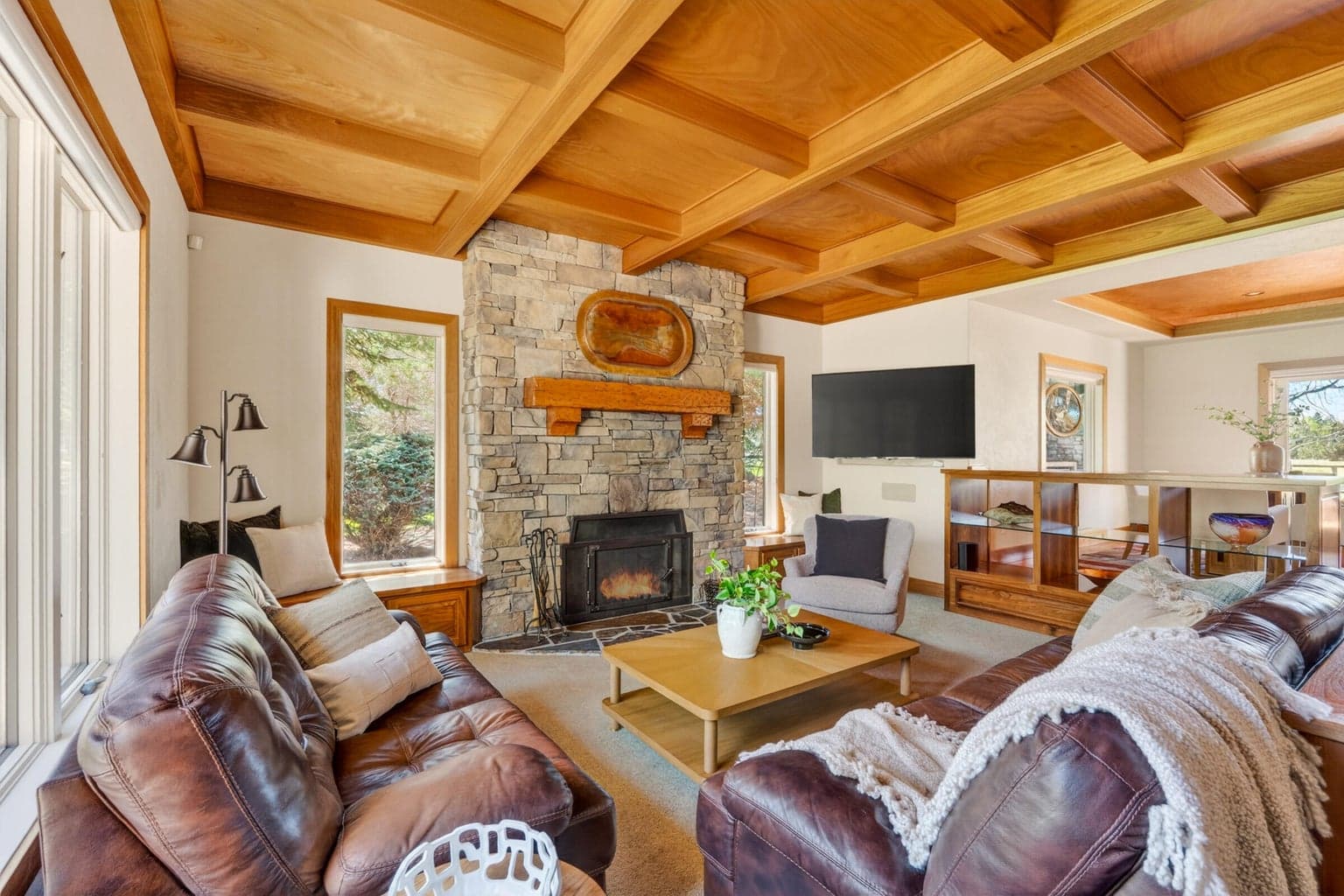 Amazing wood work in the Living room