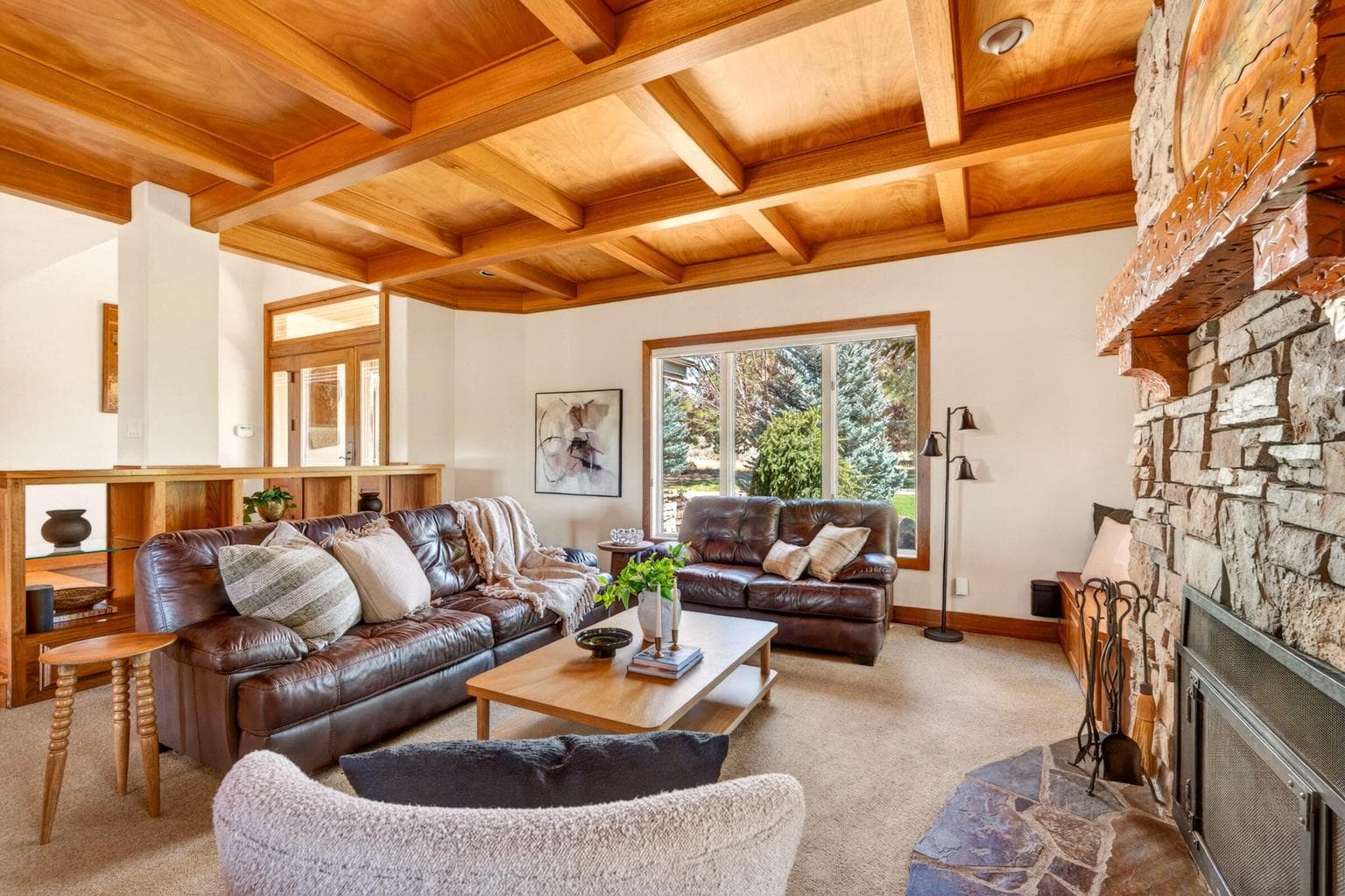 Amazing wood work in the Living room