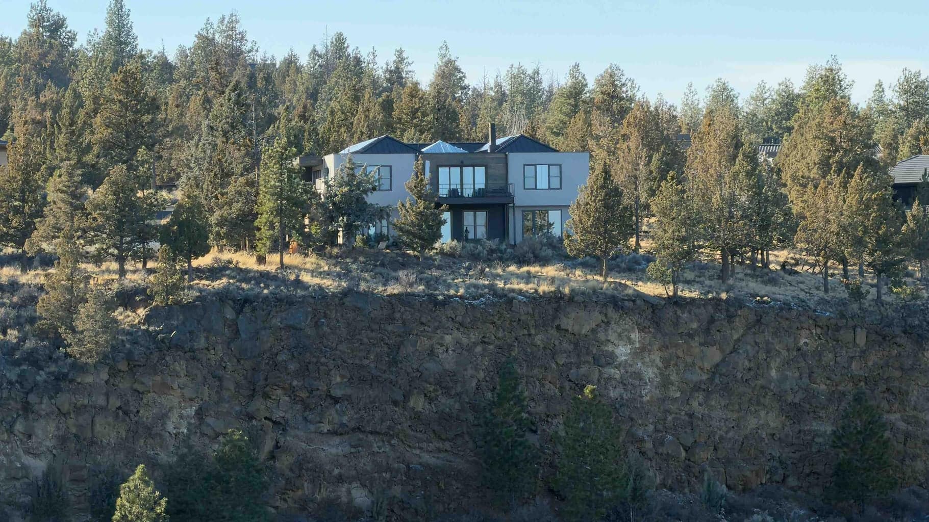 Aerial view of home from Deschutes River Canyon
