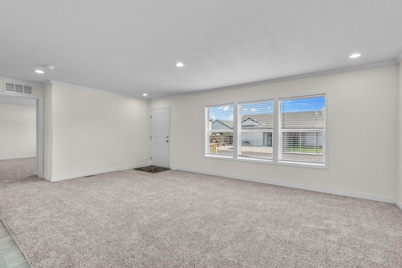 Whole house has faux wood blinds