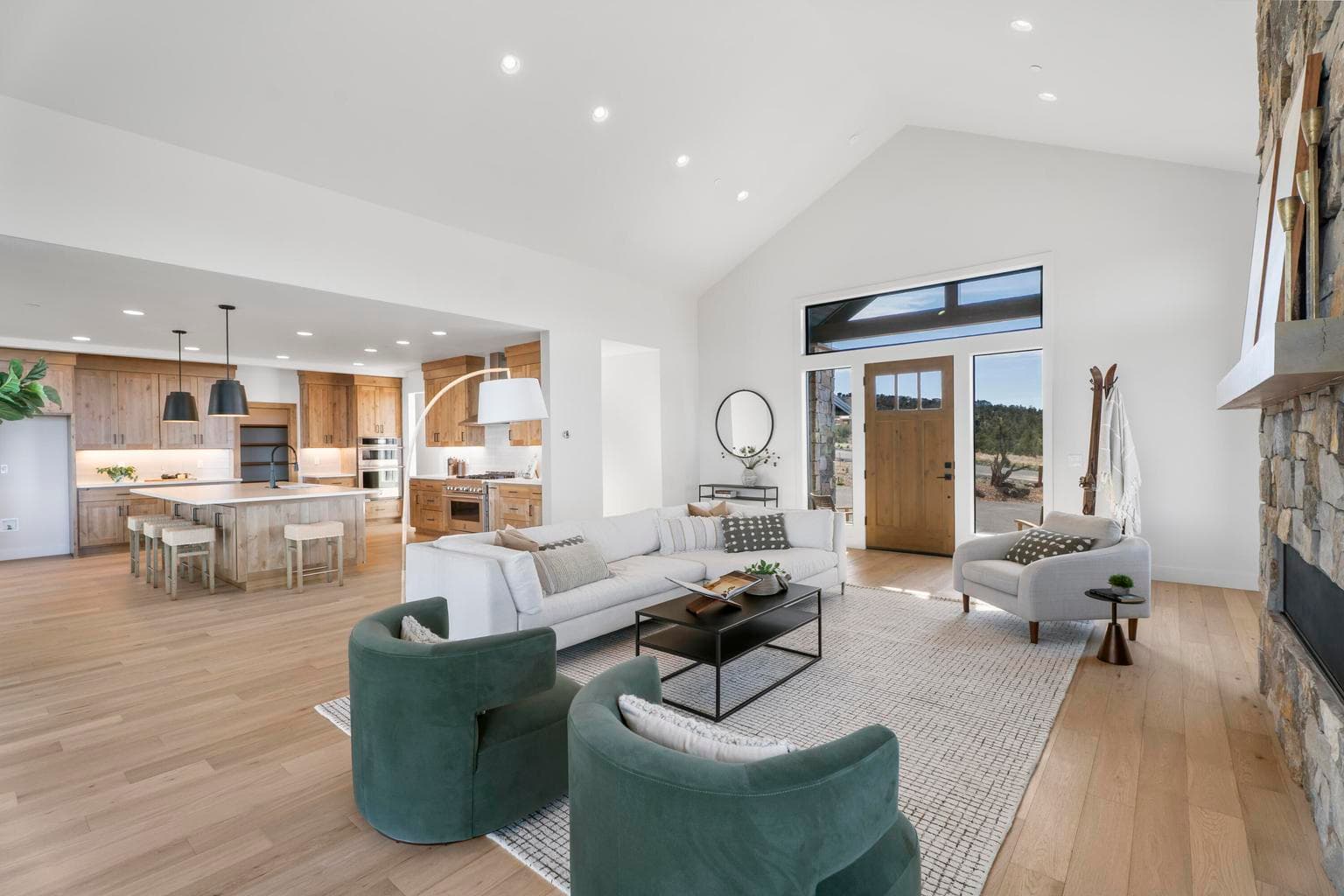 Open floor plan with easy flow from living, cooking, dining, to outdoors