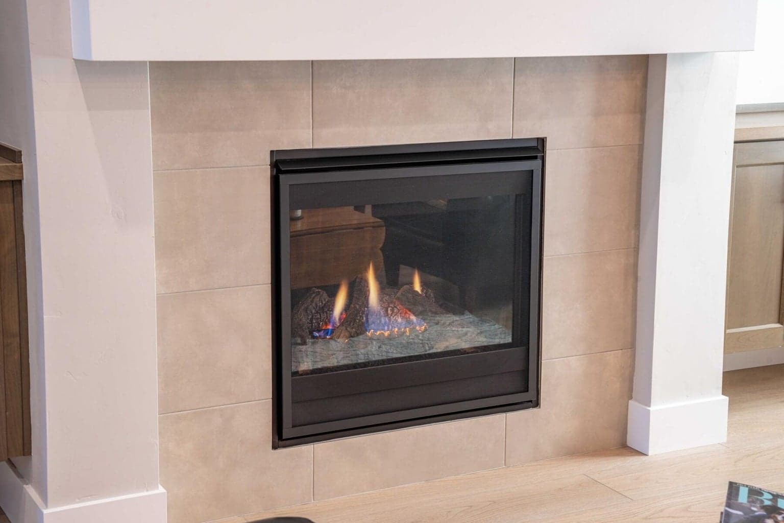 Cozy gas fireplace