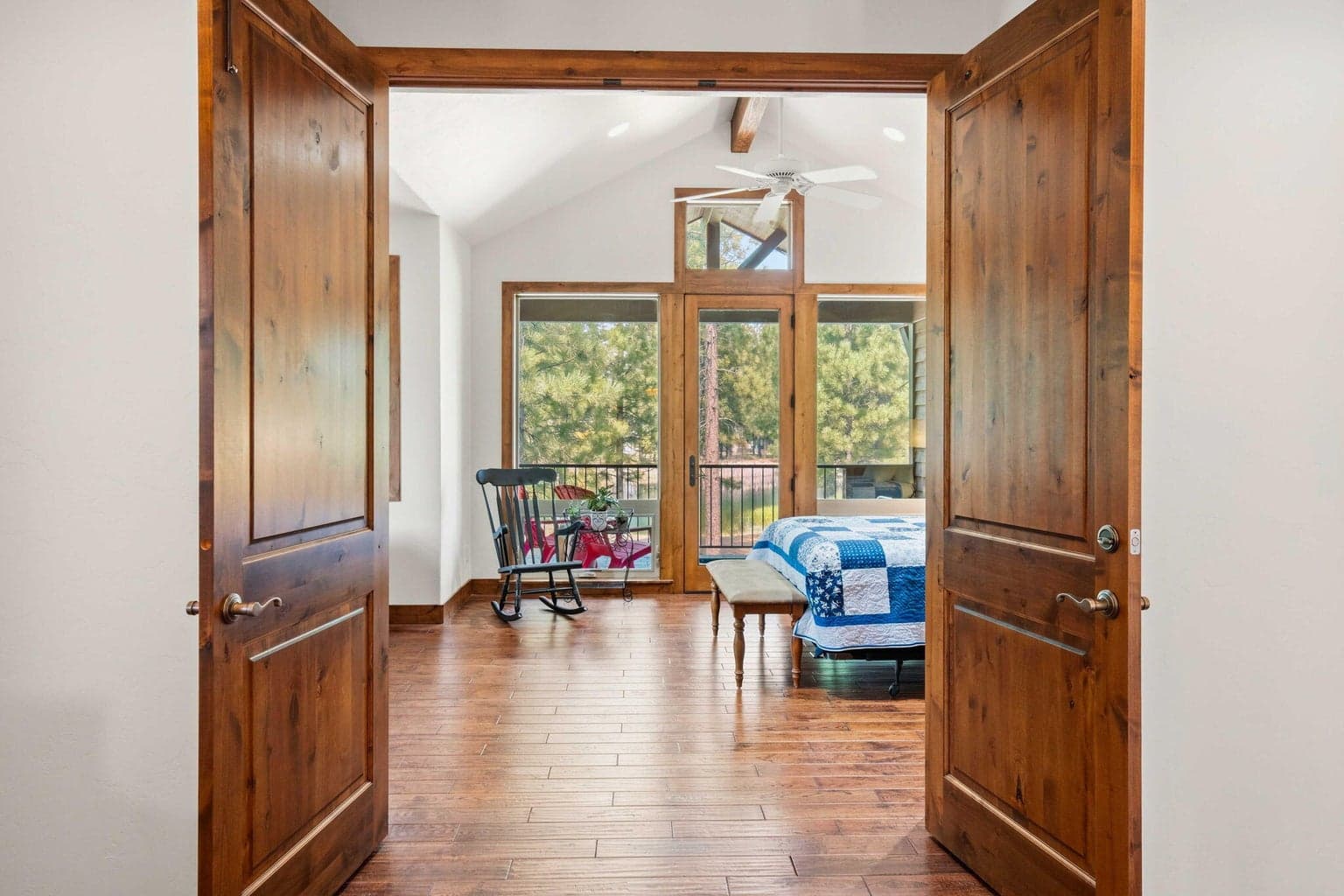 Double door entry to second level bedroom.