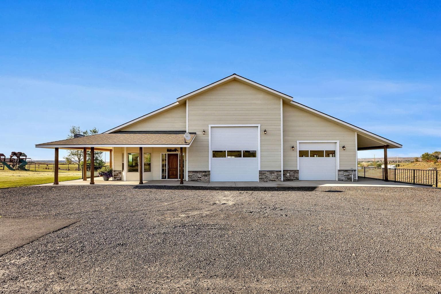 Huge RV garage, connected to ADU wrap around deck.