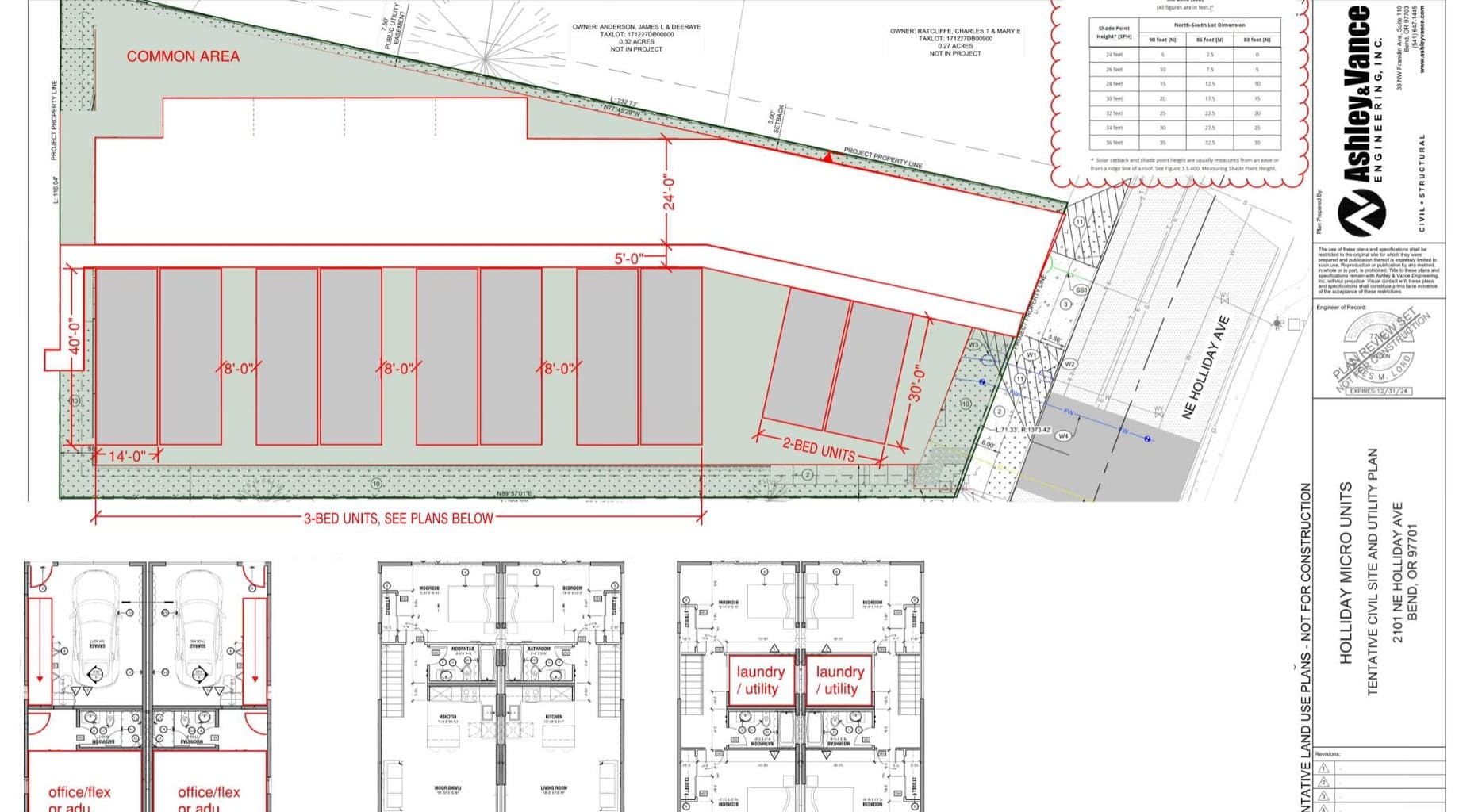 Alternative Preliminary Site Concept shows feasibility of 5 duplexes