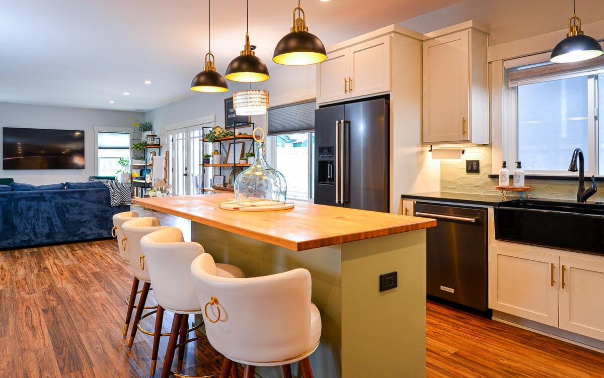 Large center Island with butcher block