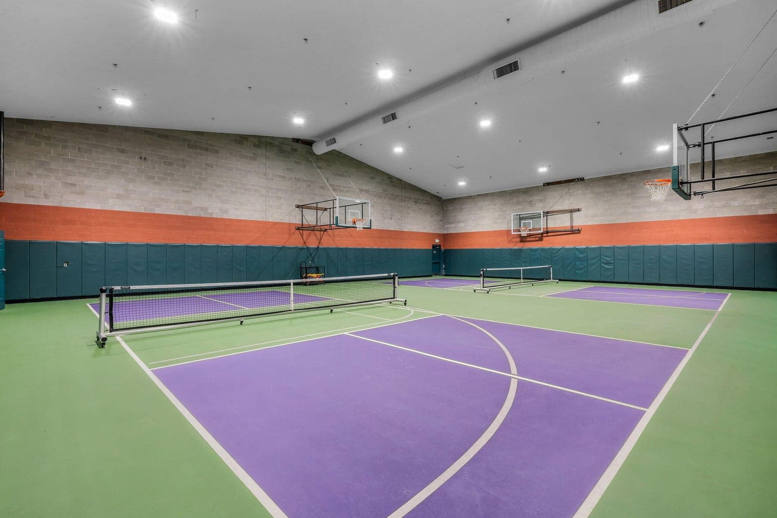 Indoor pickleball or basketball at Ridge Sports Center.