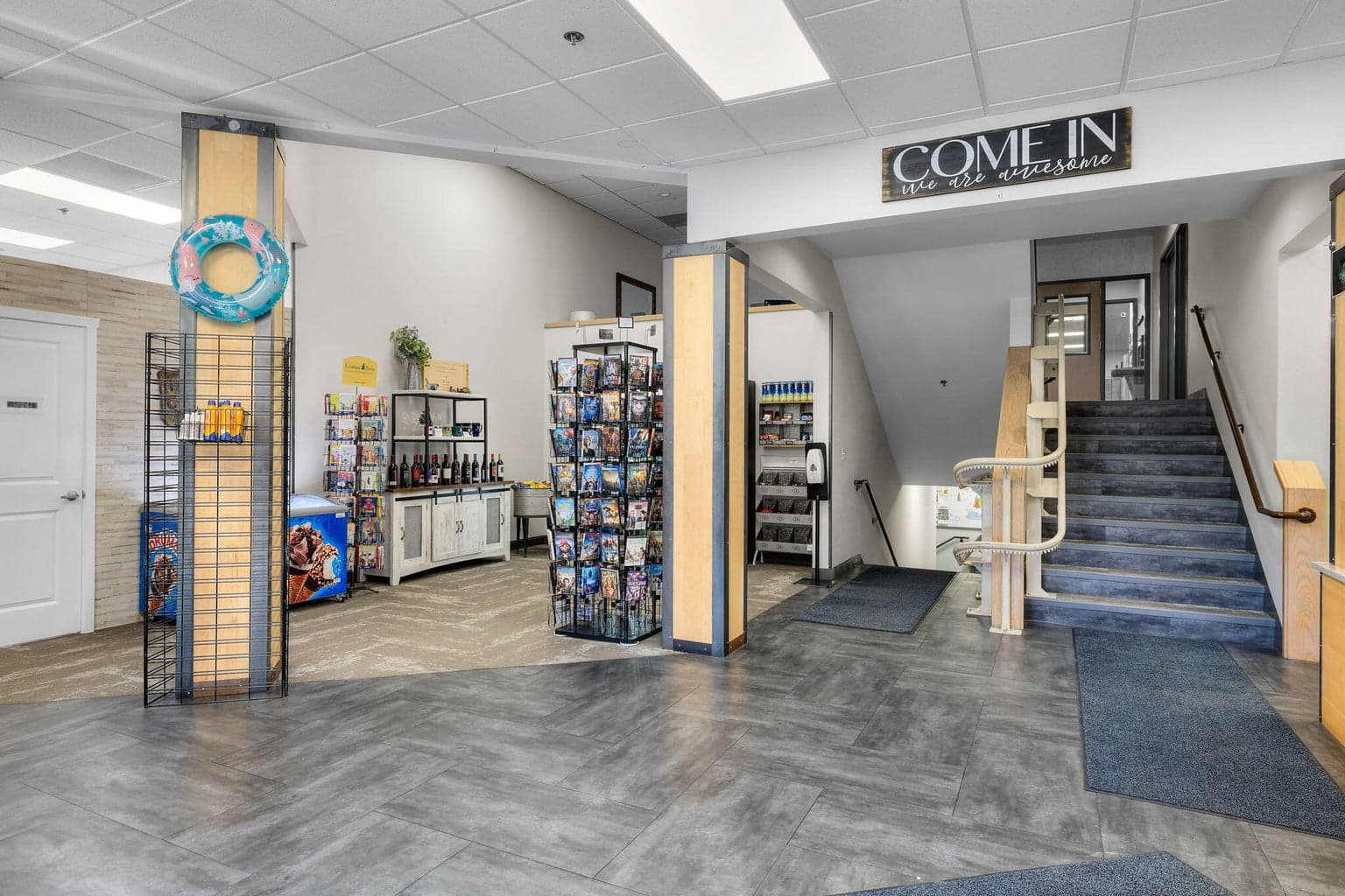 Movie rentals at provision shop at resort sport center.