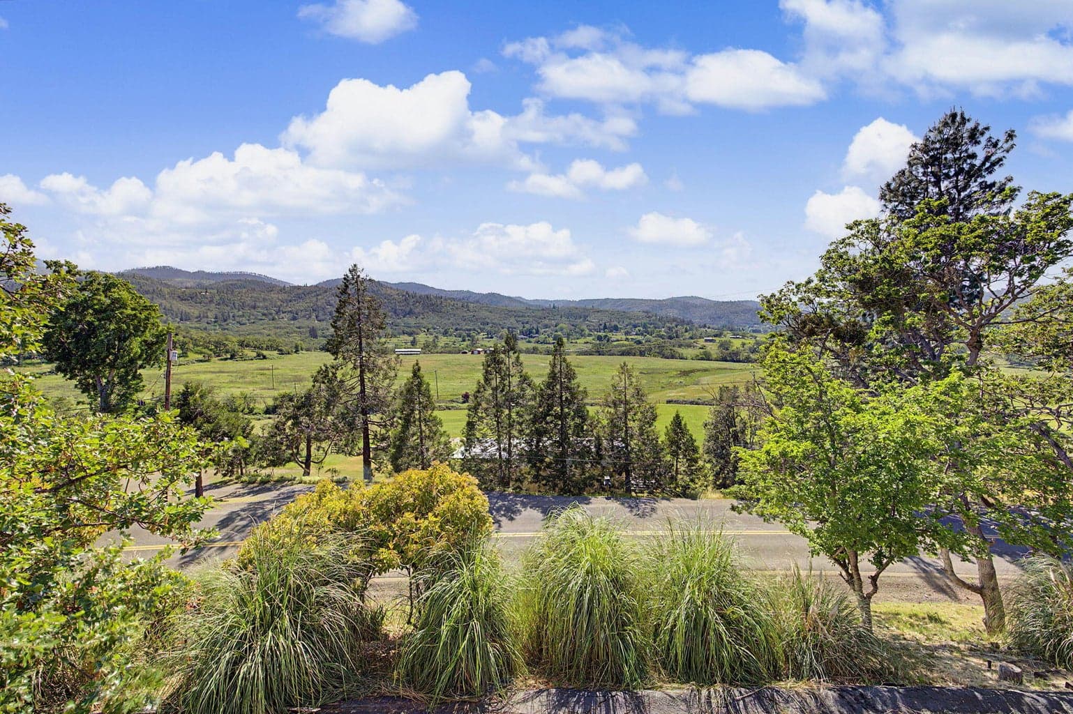 View from front entrance to main house